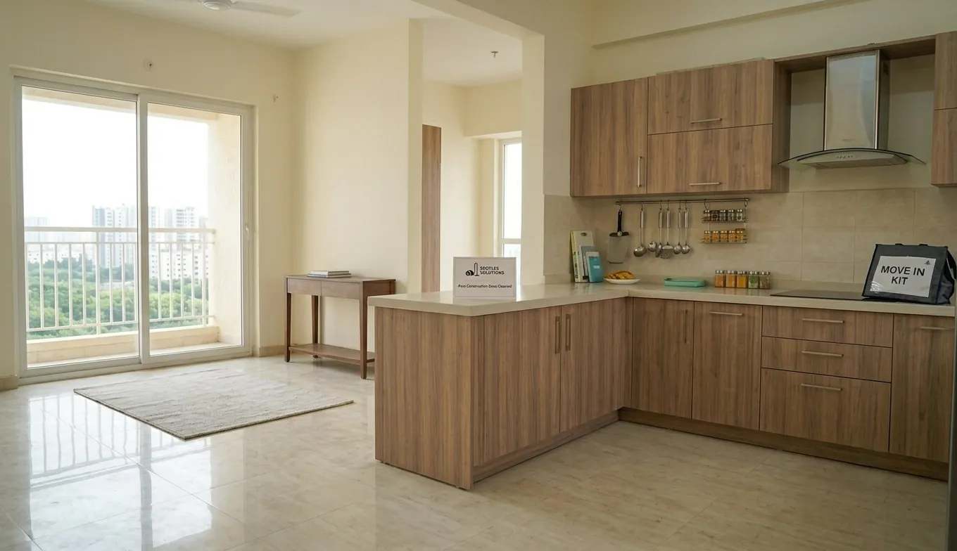 Move-in ready apartment after professional post-construction cleaning